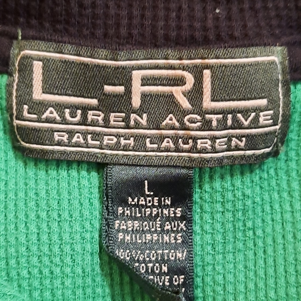 Lauren Active Ralph Lauren Top Large Green 1/4 Zip Lightweight Activewear Preppy - Picture 9 of 10